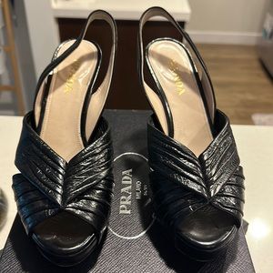 Prada black leather heels
